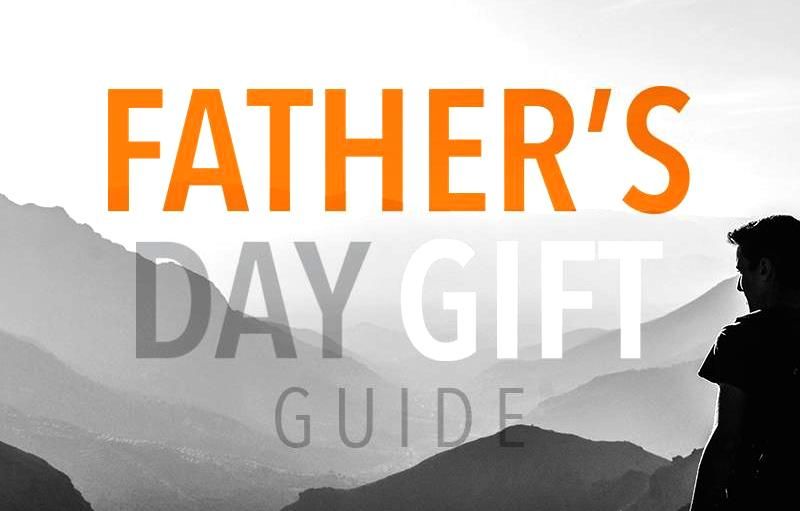 Father's Day gift guide with mountain silhouette