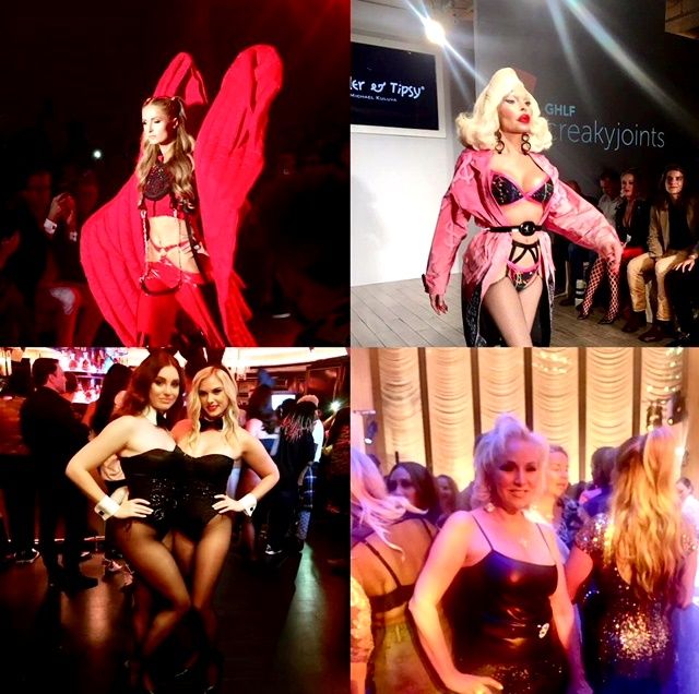 Collage of four drag performers onstage