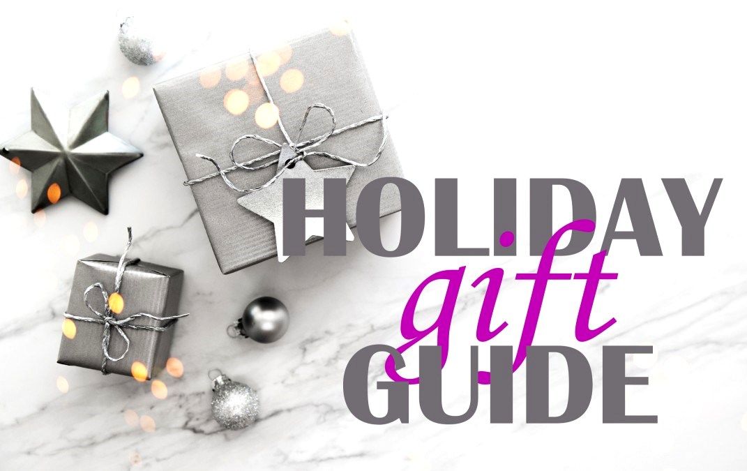 Holiday gift guide with wrapped silver presents