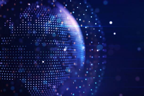 Abstract digital globe of glowing blue data