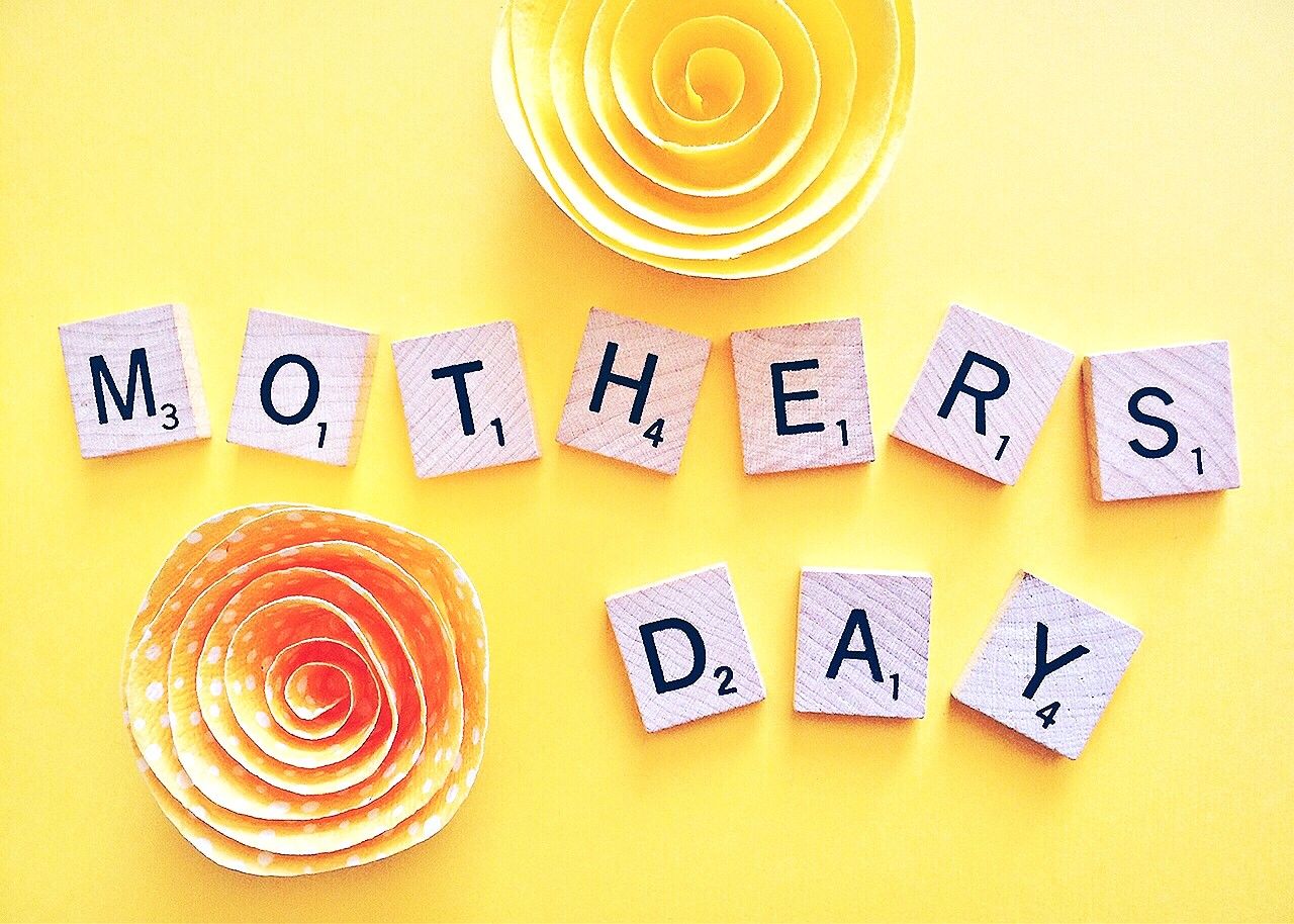 Mother's Day scrabble tiles and paper flowers